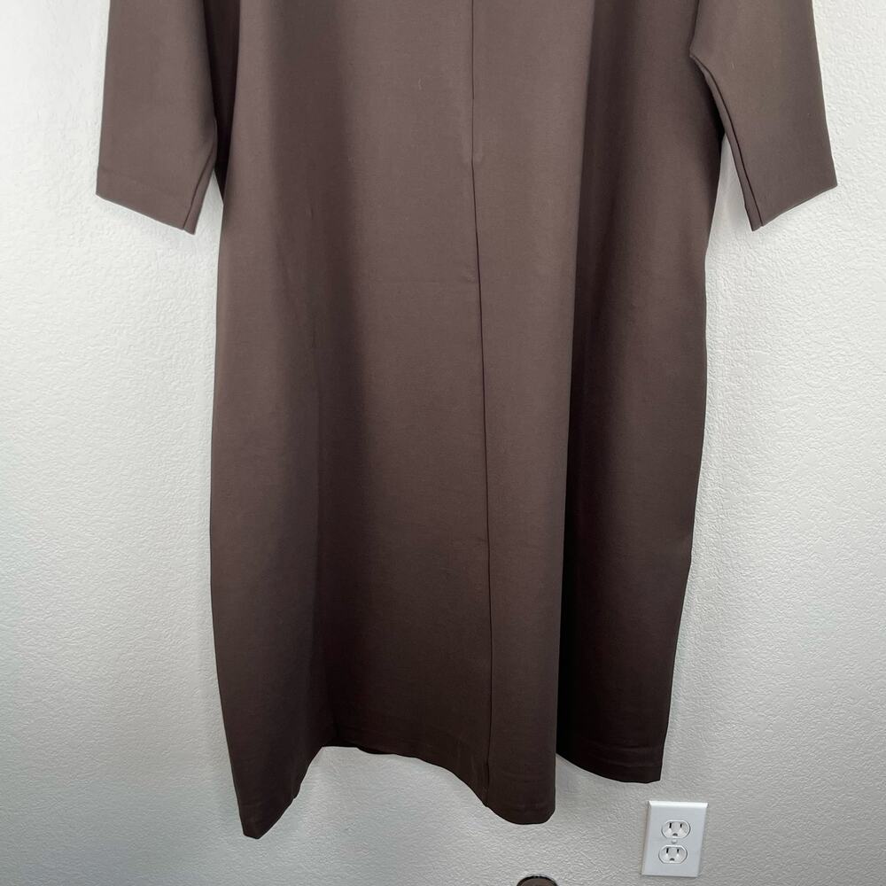 Pari Passu Janice Funnel Midi Dress 3/4 Sleeve Espresso Brown NWT Plus Size D20 - Picture 10 of 16